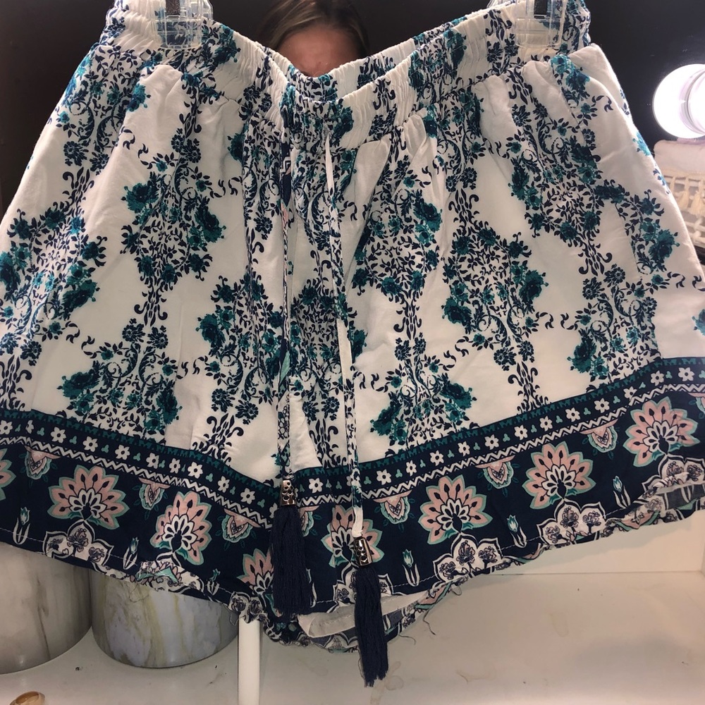 Multicolor Paisley Flowy Shorts with Tassel